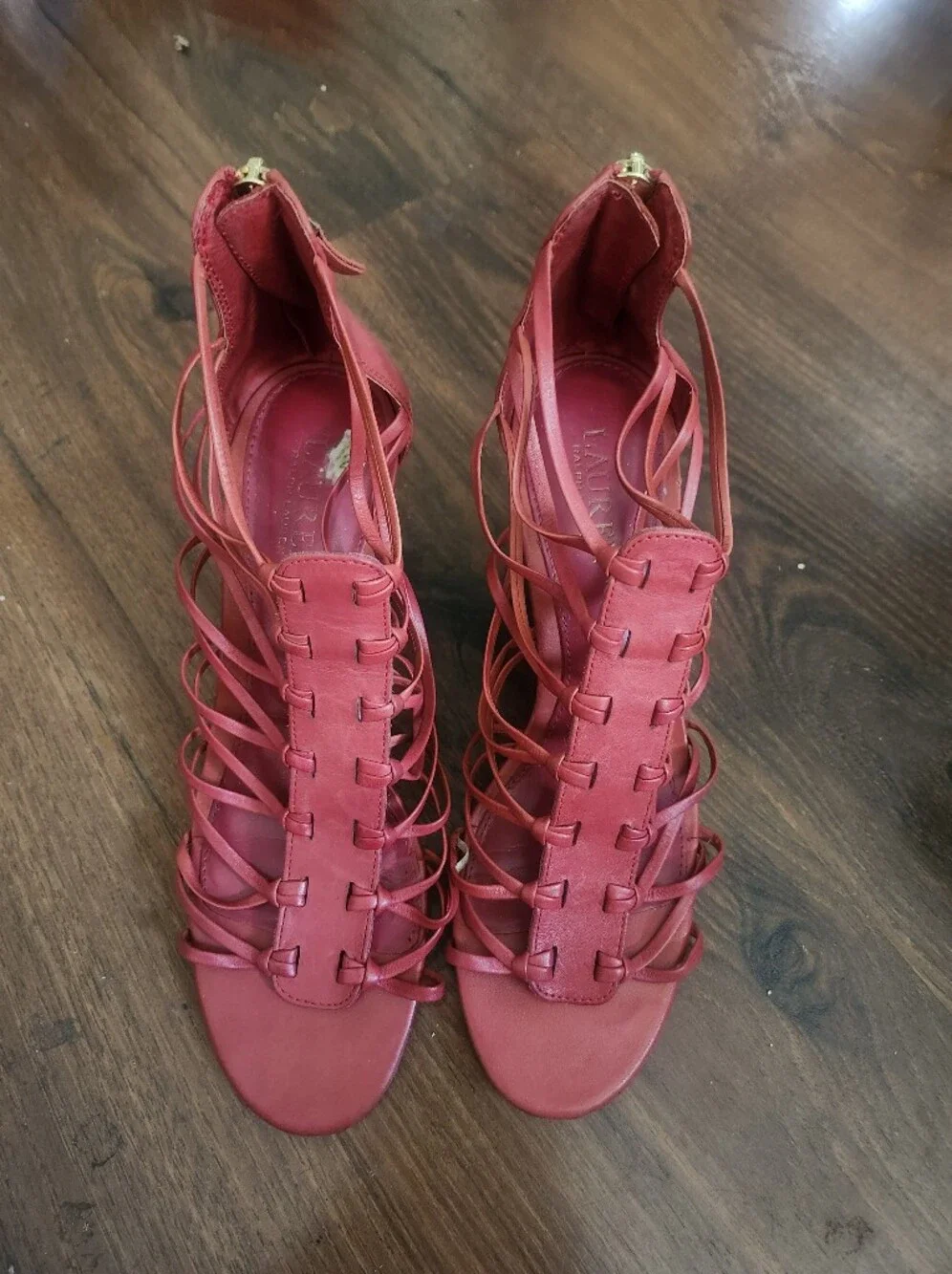 Ralph Lauren Red Strappy Alexandrea Wedge Sandals